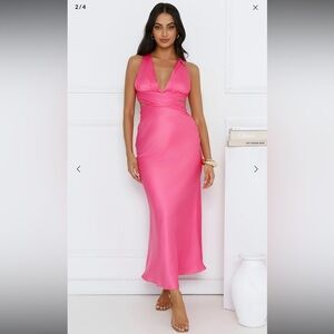 Dress Code Satin Maxi Dress Pink - XL